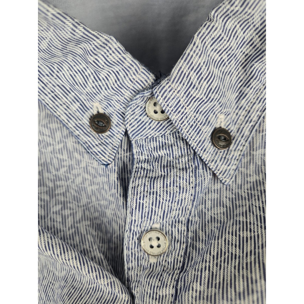 Buffalo David Bitton Mens XXL Slim Fit Short Sleeve Button Down Shirt Blue White - Picture 14 of 16